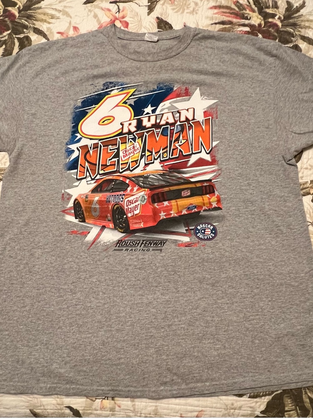 Roush Fenway Racing Ryan Newman Gray Graphic Tee